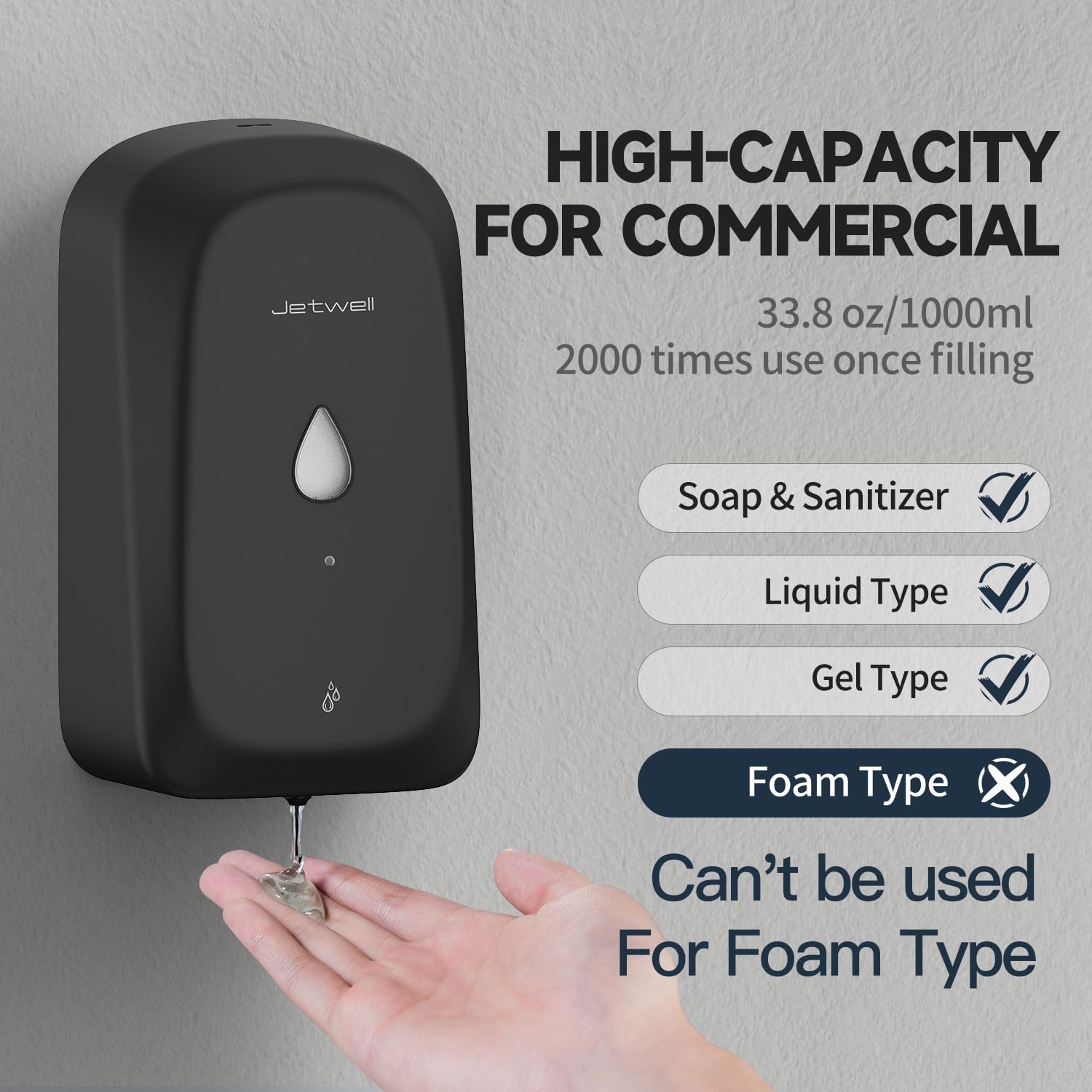 Touchless Wall Mount Stainless Steel Soap Dispenser 34OZ