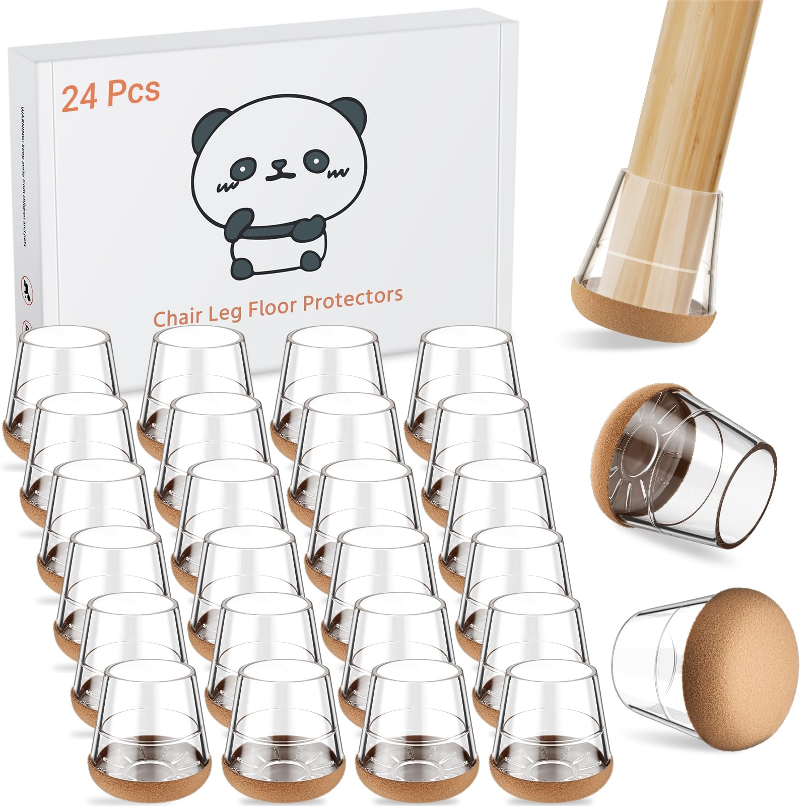 24 PCS Silicone Chair Leg Floor Protectors Extra Small (24 Count)