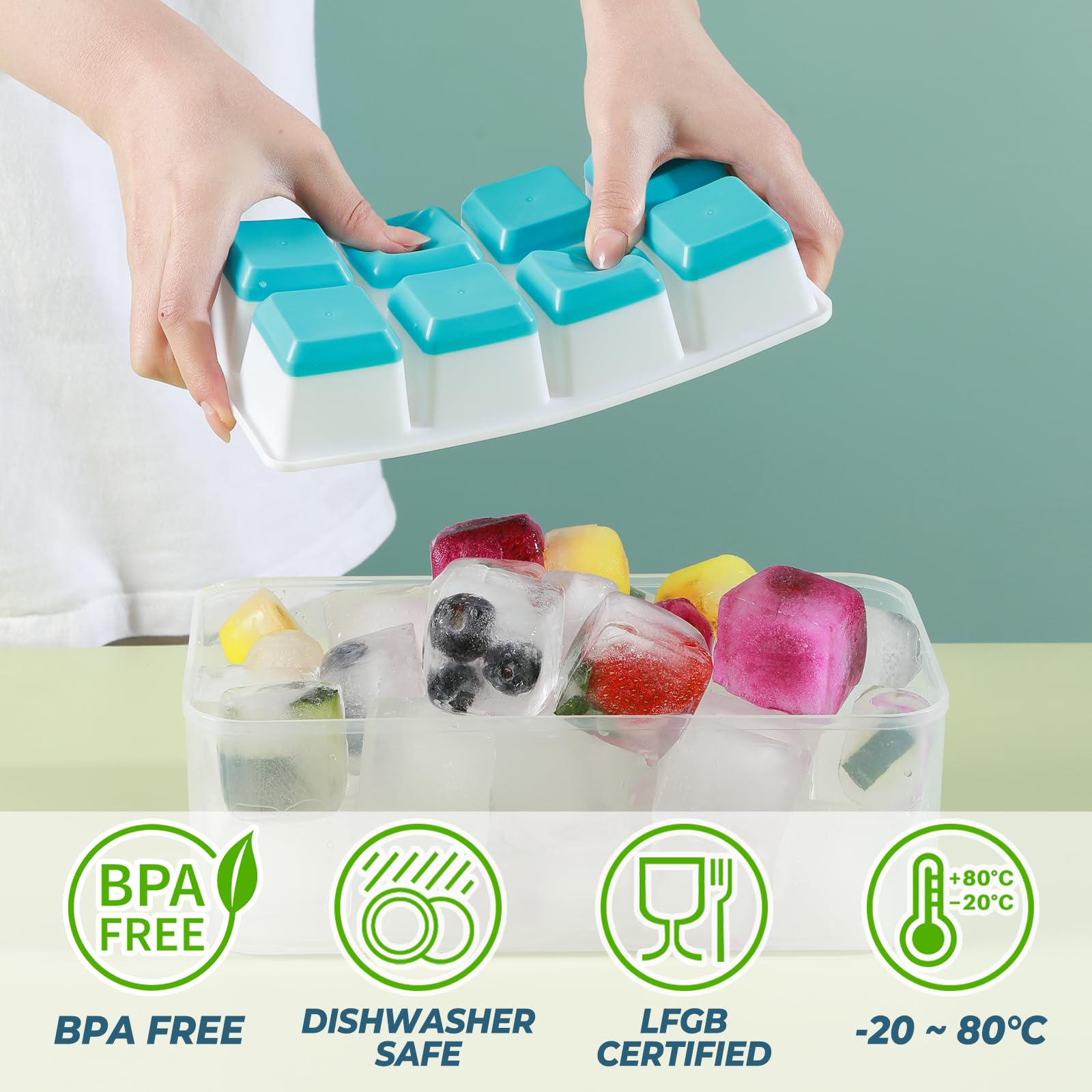 Large Ice Cube Trays with Lid (2 Count)