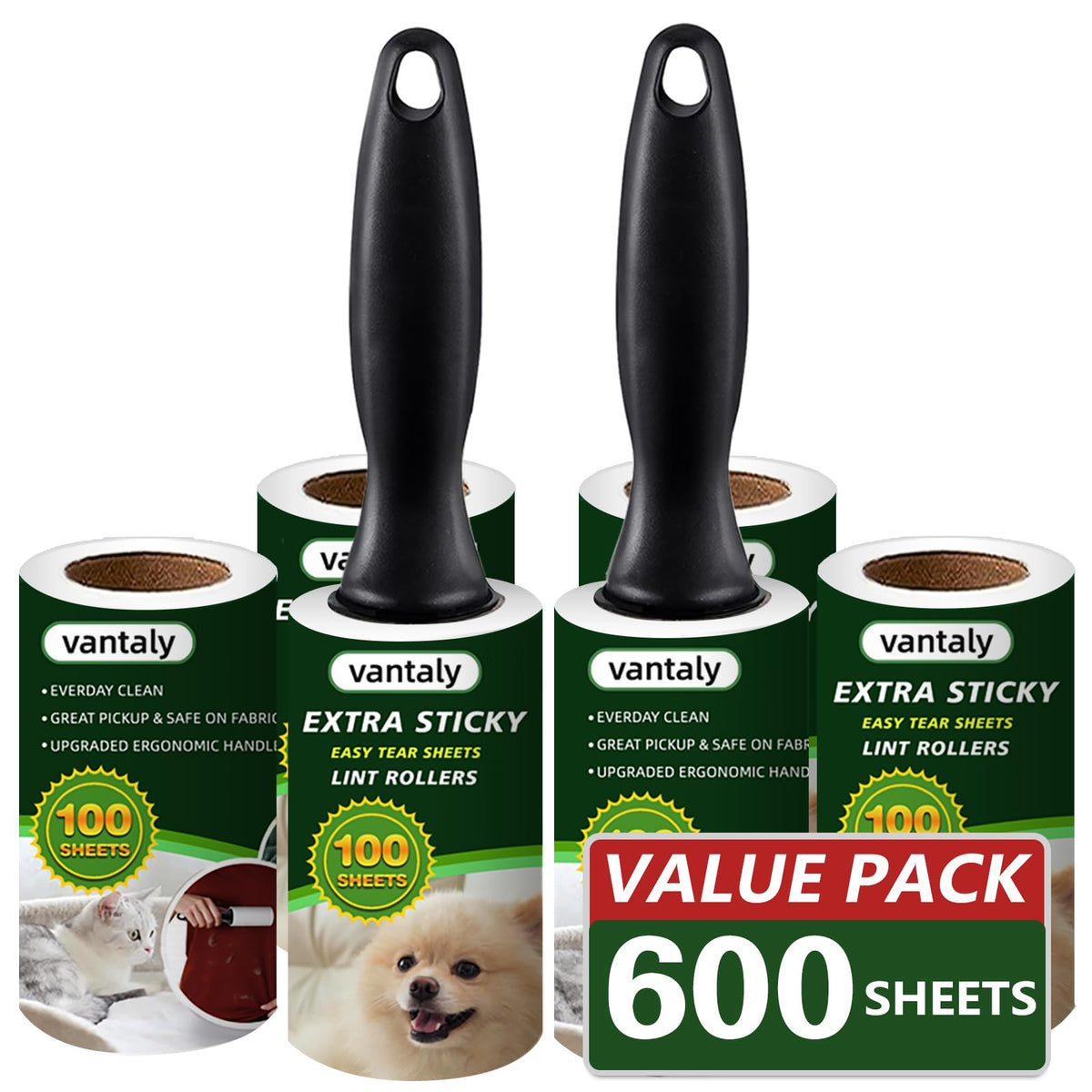Lint Rollers for Pet Hair Extra Sticky (600 Count)
