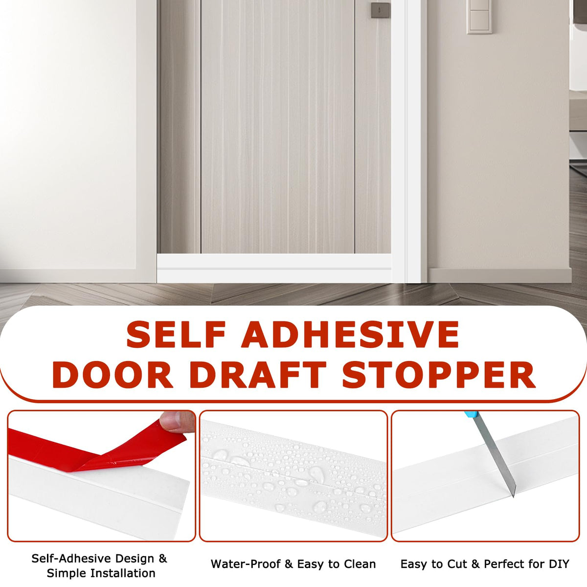 Weather Stripping Door Seal Self Adhesive Door Draft Stopper (20 Foot)
