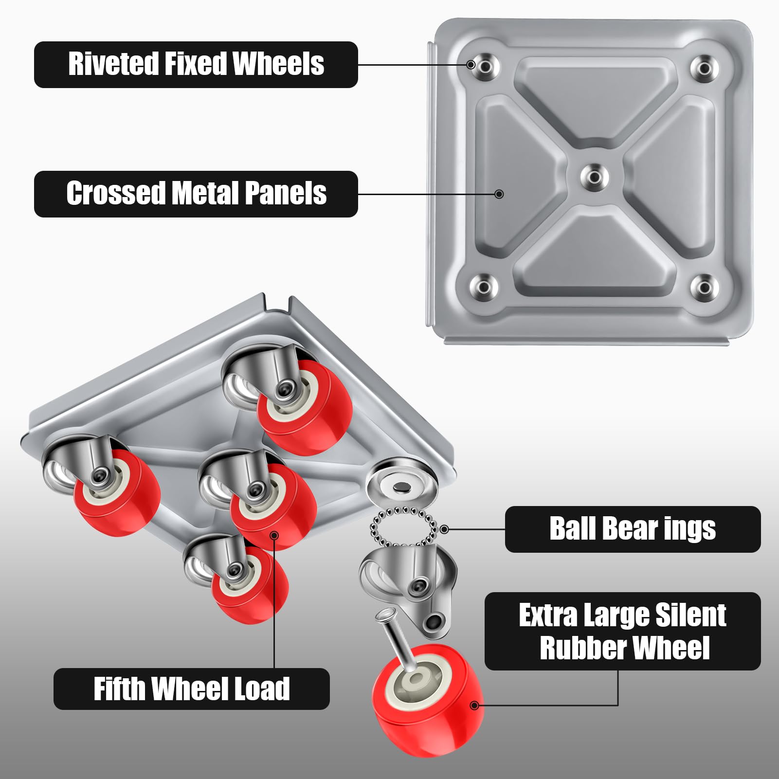 Furniture Dolly Furniture Sliders Furniture Movers with 5 Wheels Appliance Rollers Furniture Moving Wheels Furniture Movers Lifter Rollers for Heavy Duty Tool Furniture 1200lbs Load Capacity (4 Count)