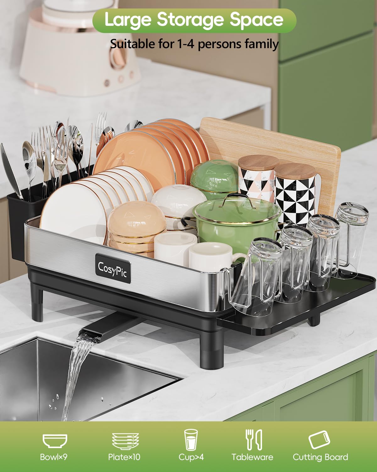 Dish Racks Thicker Premium 304 Stainless Steel Dish Drying Rack for Kitchen Counter