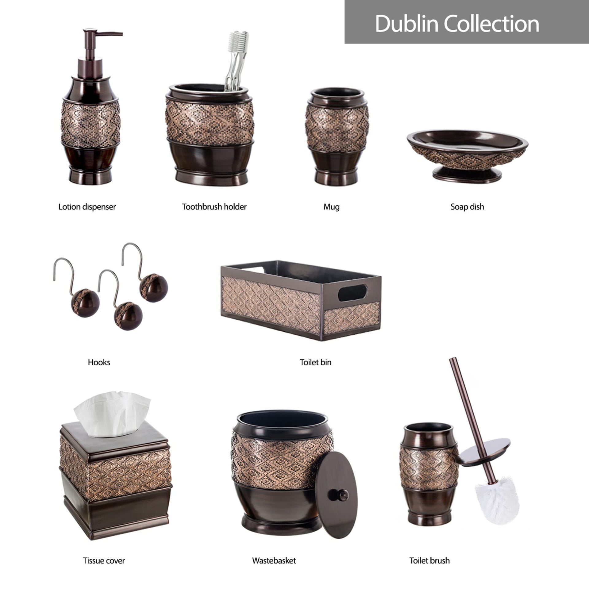 Dublin Brown Toilet Brush Set