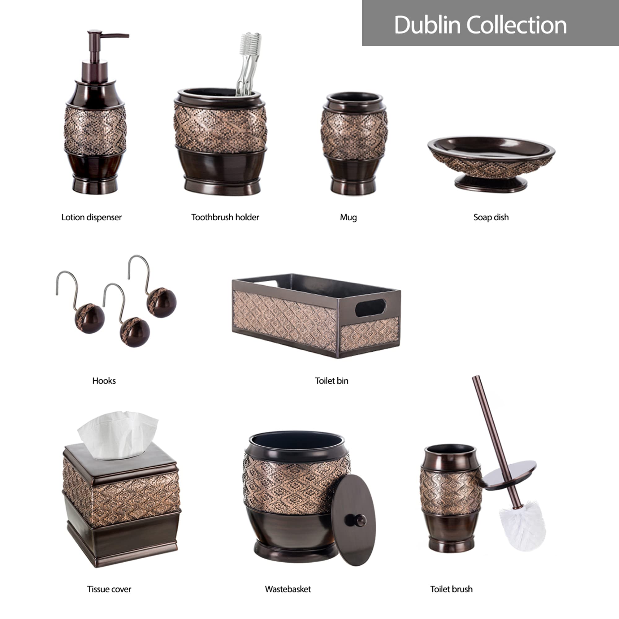 Dublin Brown Toilet Brush Set