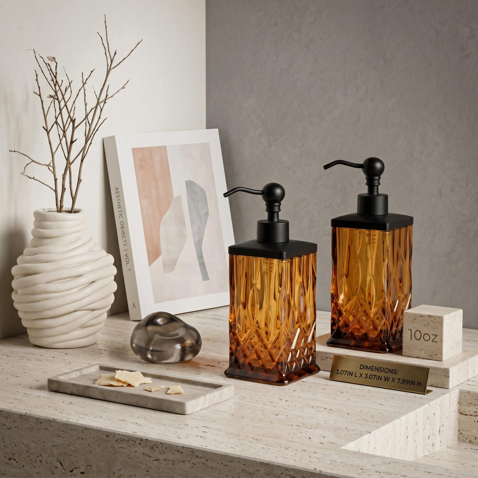 2 Pack 10Oz Amber Soap Dispenser (2 Count)