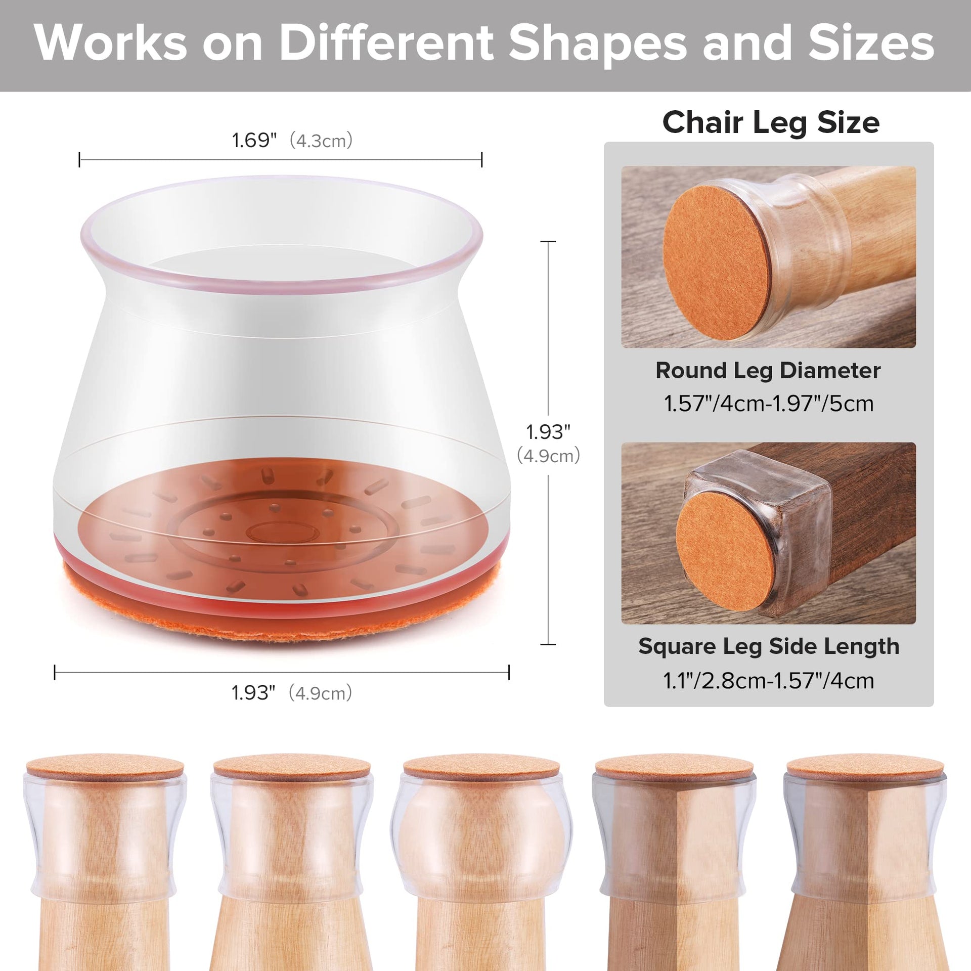 24PCS Upgraded Silicone Chair Leg Floor Protectors for Hardwood Floors (24 Count)