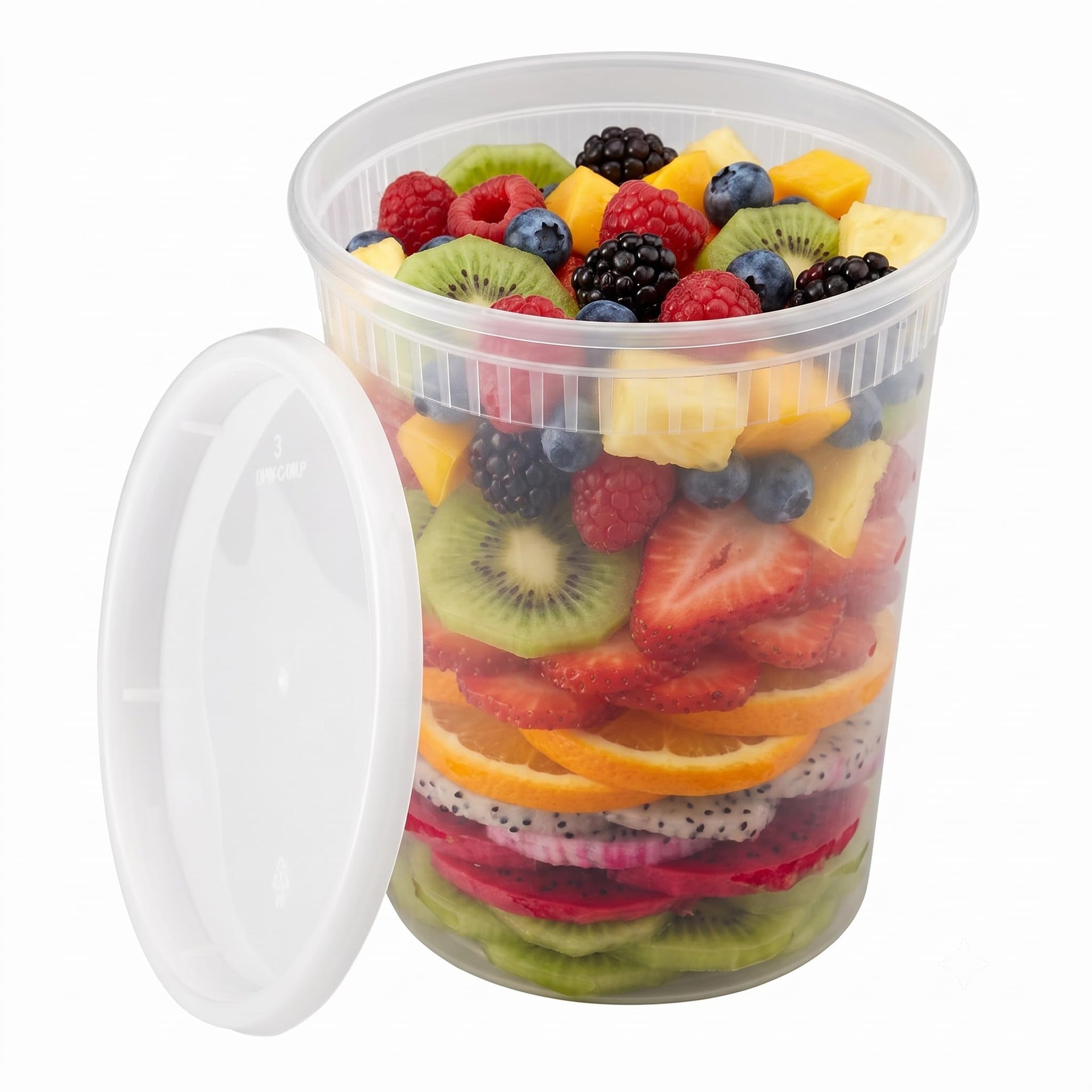 32oz 240 ct] Clear PP Injection Molded Round Deli Containers with Lids (240 Count)