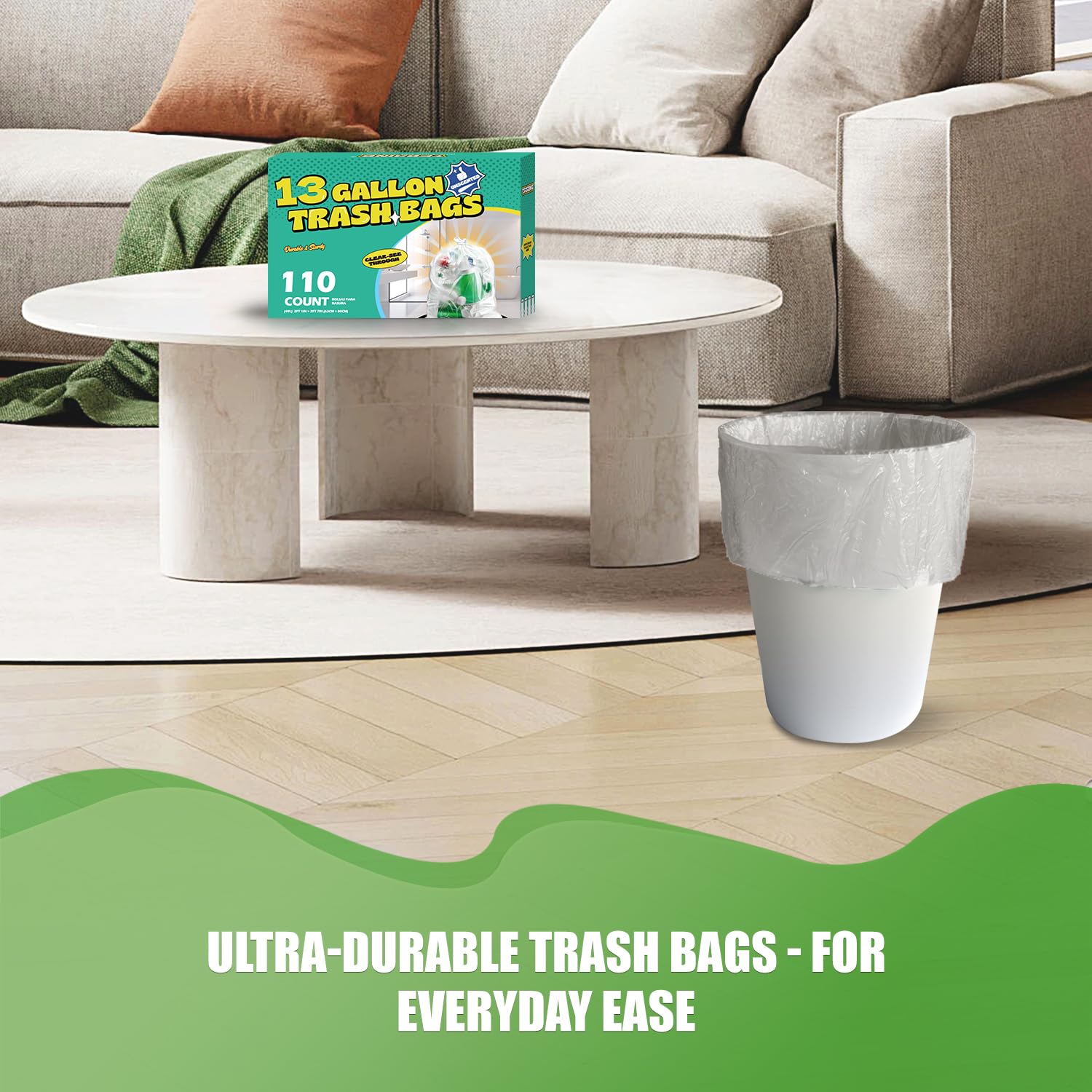 13 Gallon Tall Kitchen Trash Bags Unscented (110 Count)