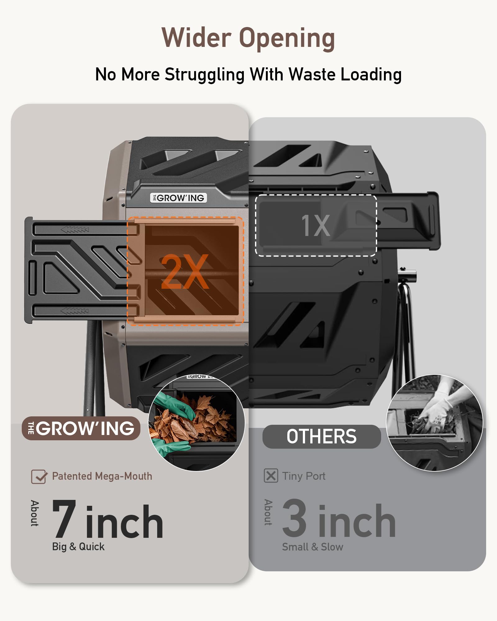 THE Growing 43 Gal Outdoor Compost Bin Tumbler for Backyard Garden