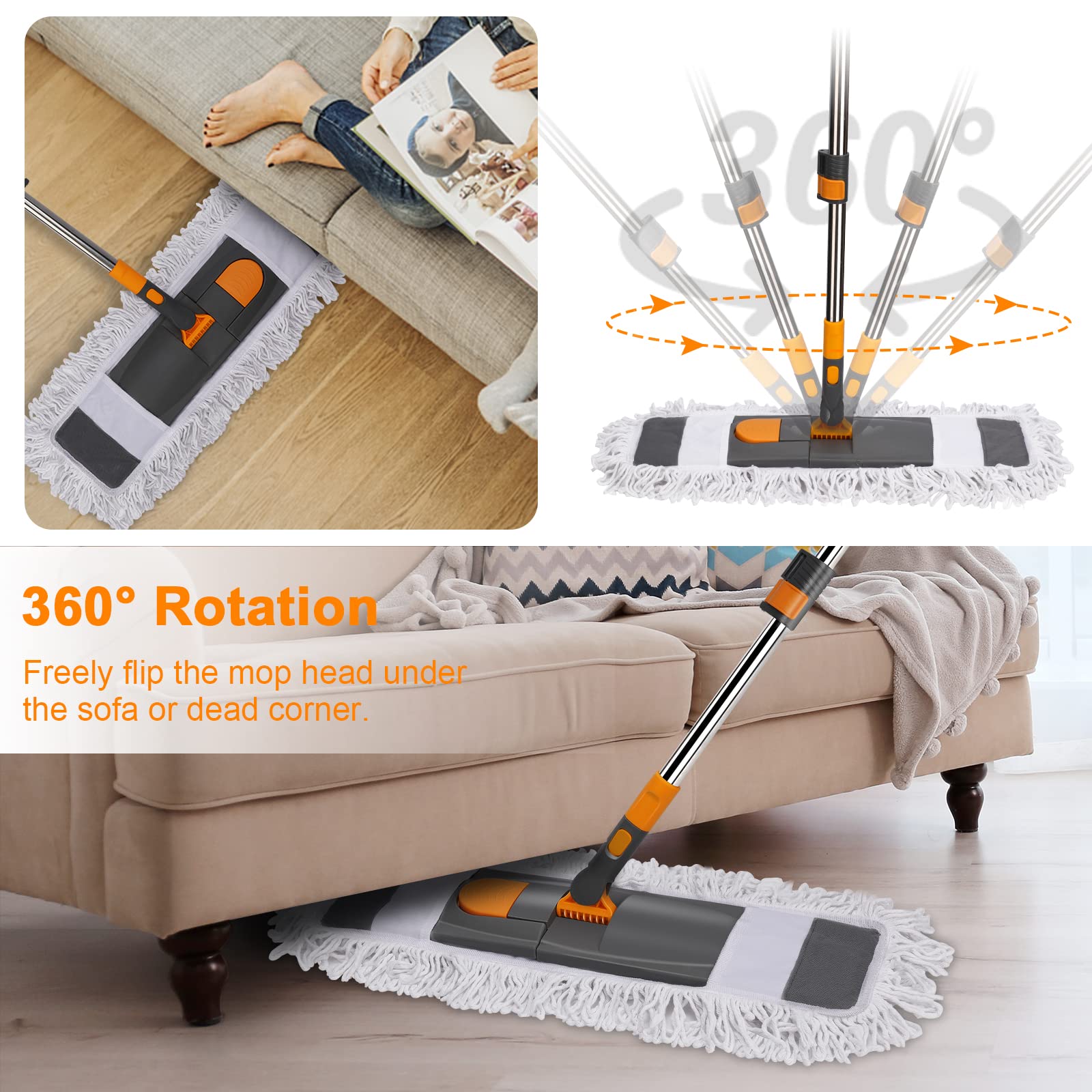 26" Commercial Dust Mop for Floor Cleaning (2 Count)