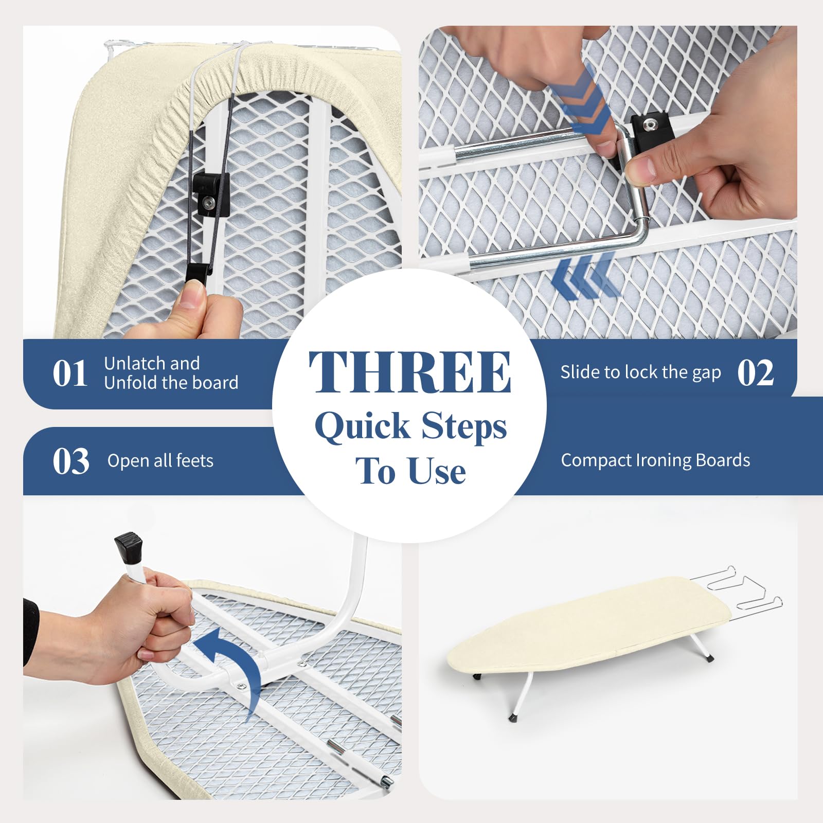 Mini Ironing Board with Iron Rest 32"x12" Ivory