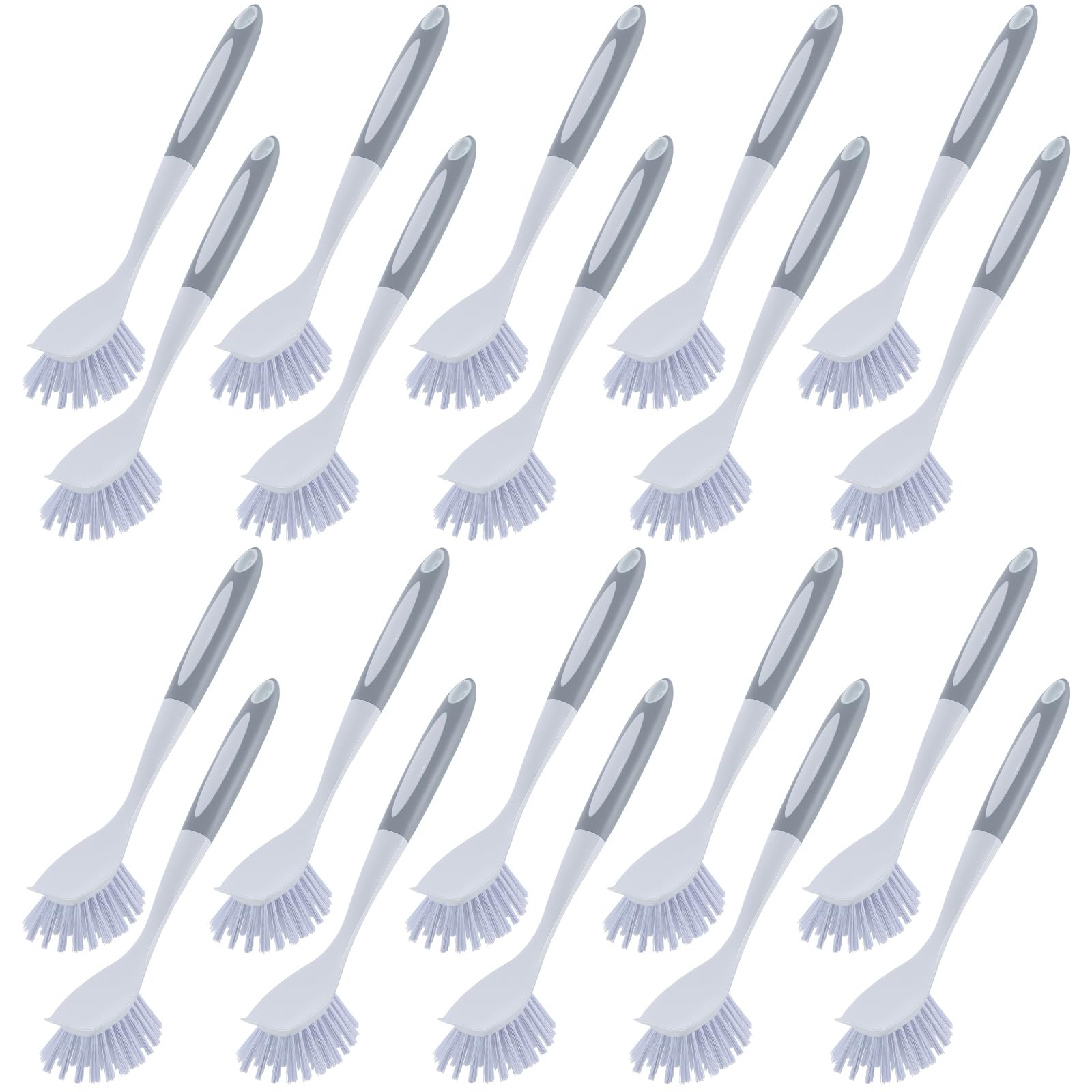 20 Pcs Gray Kitchen Scrub Dish Brush Bulk with 11 Inch Handle Cleaning Dish Scrubber with Stiff Bristles Washing Scrub Brushes for Housekeeping for Pots and Pans (20 Count)