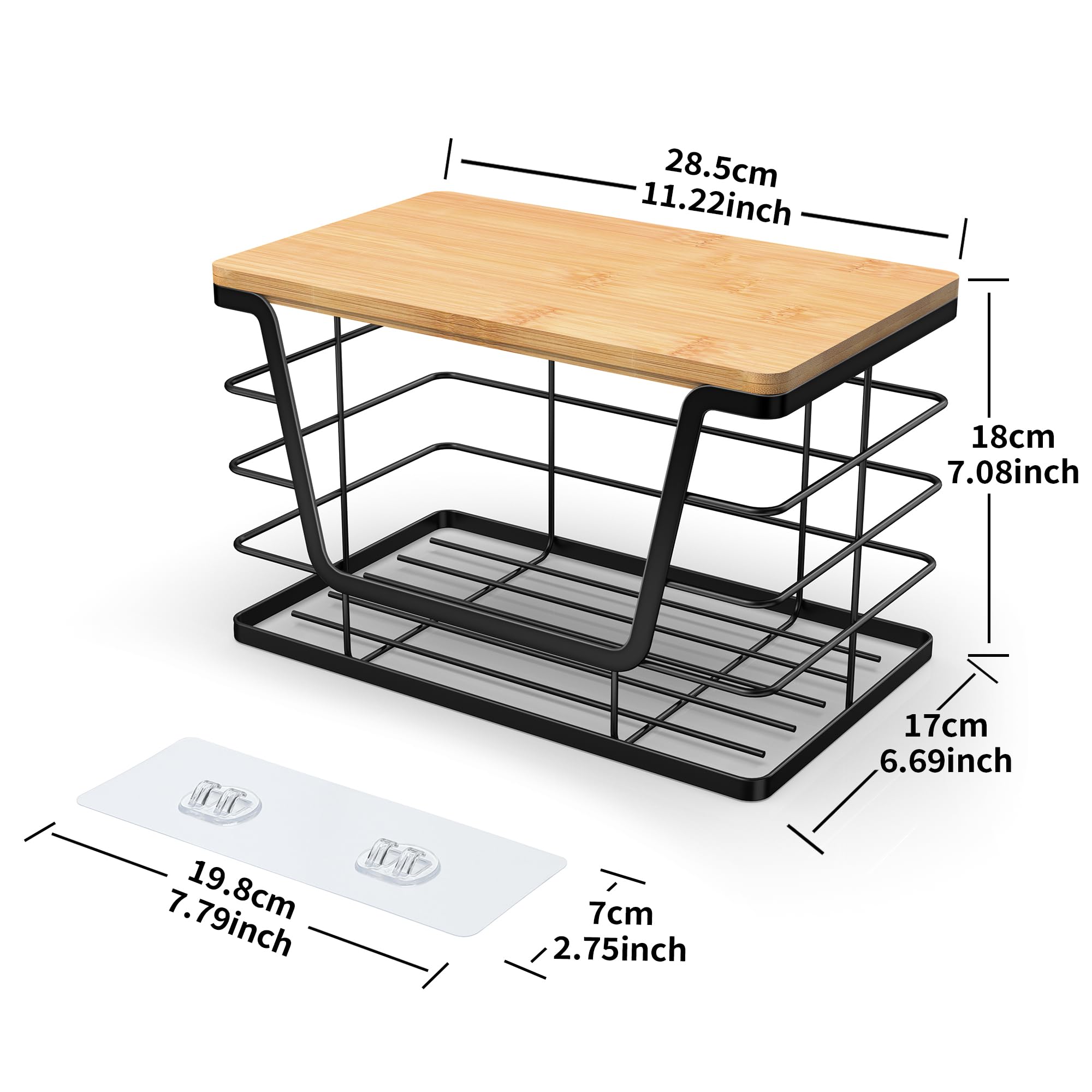 Extra Large Trash Bag Holder Dispenser With Bamboo Top
