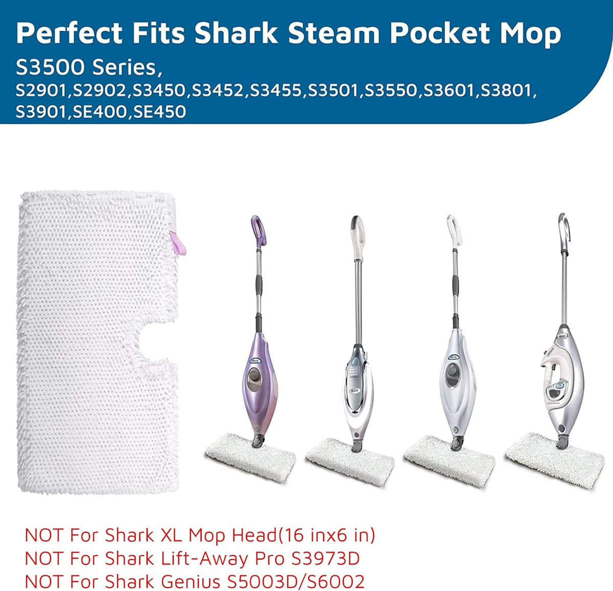 Steam Mop Replacement Pads for Shark Steamer S3501 S3601 12 Pack (4 Count)
