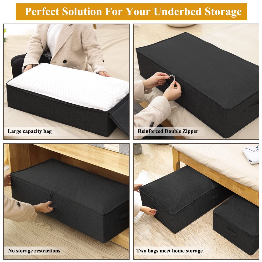 50L Under Bed Storage Container with Zipper Lid (3 Count)