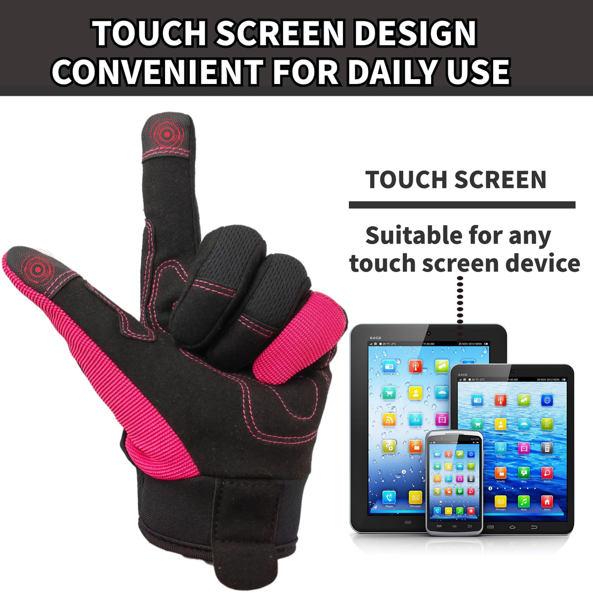2 Pairs Touchscreen Mechanic Work Gloves Women
