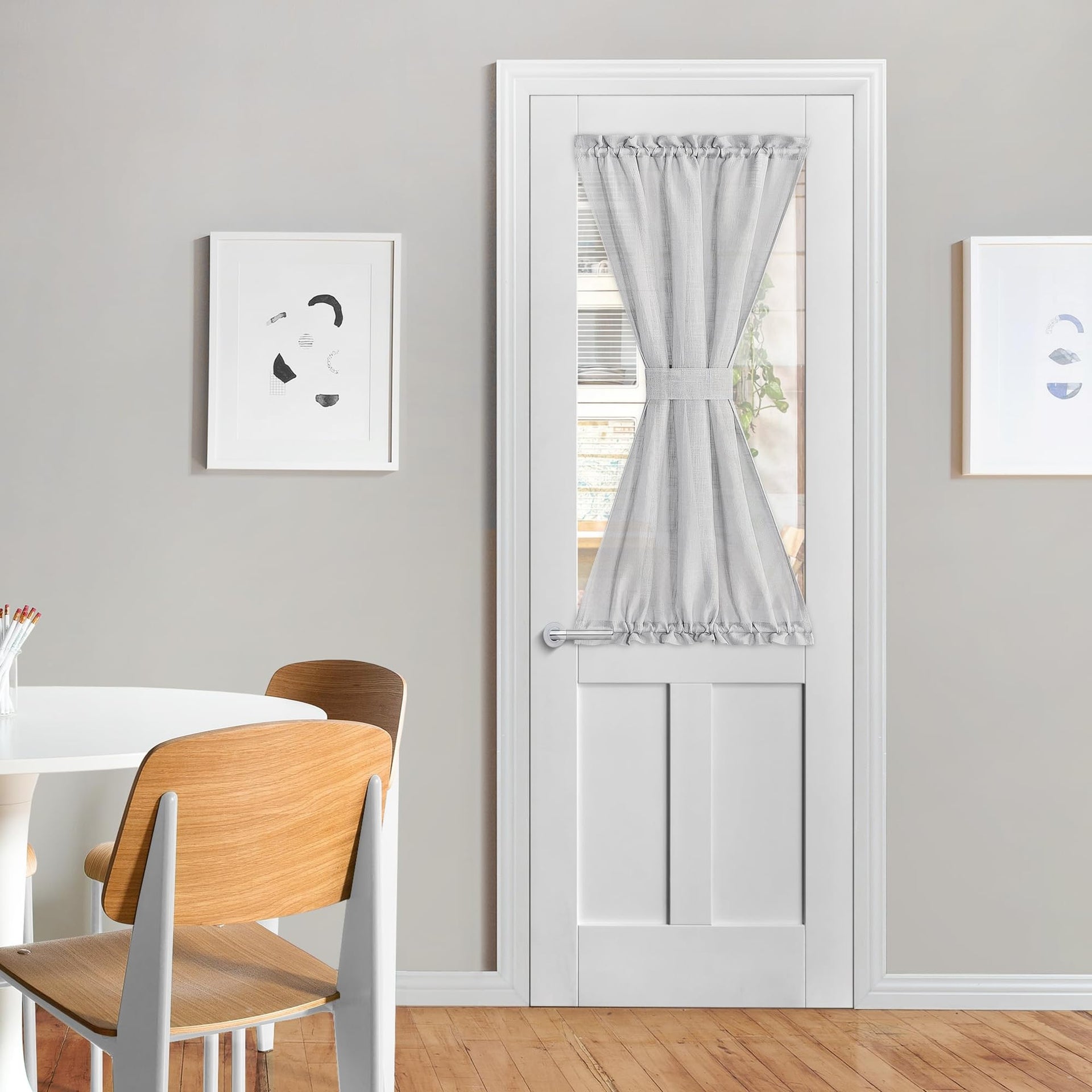 Light Grey Sheer Sidelight Curtain for Side Window Cover