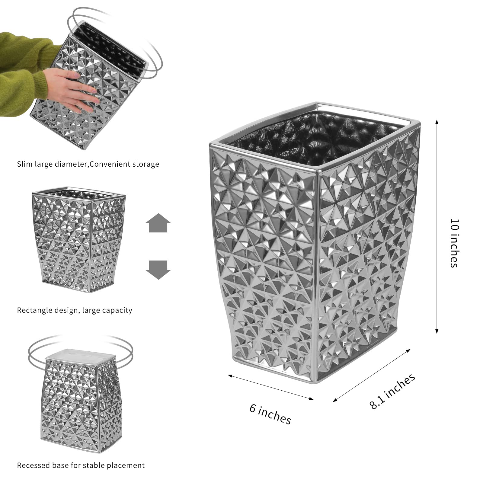 Ceramic Rectangular Small Trash Can