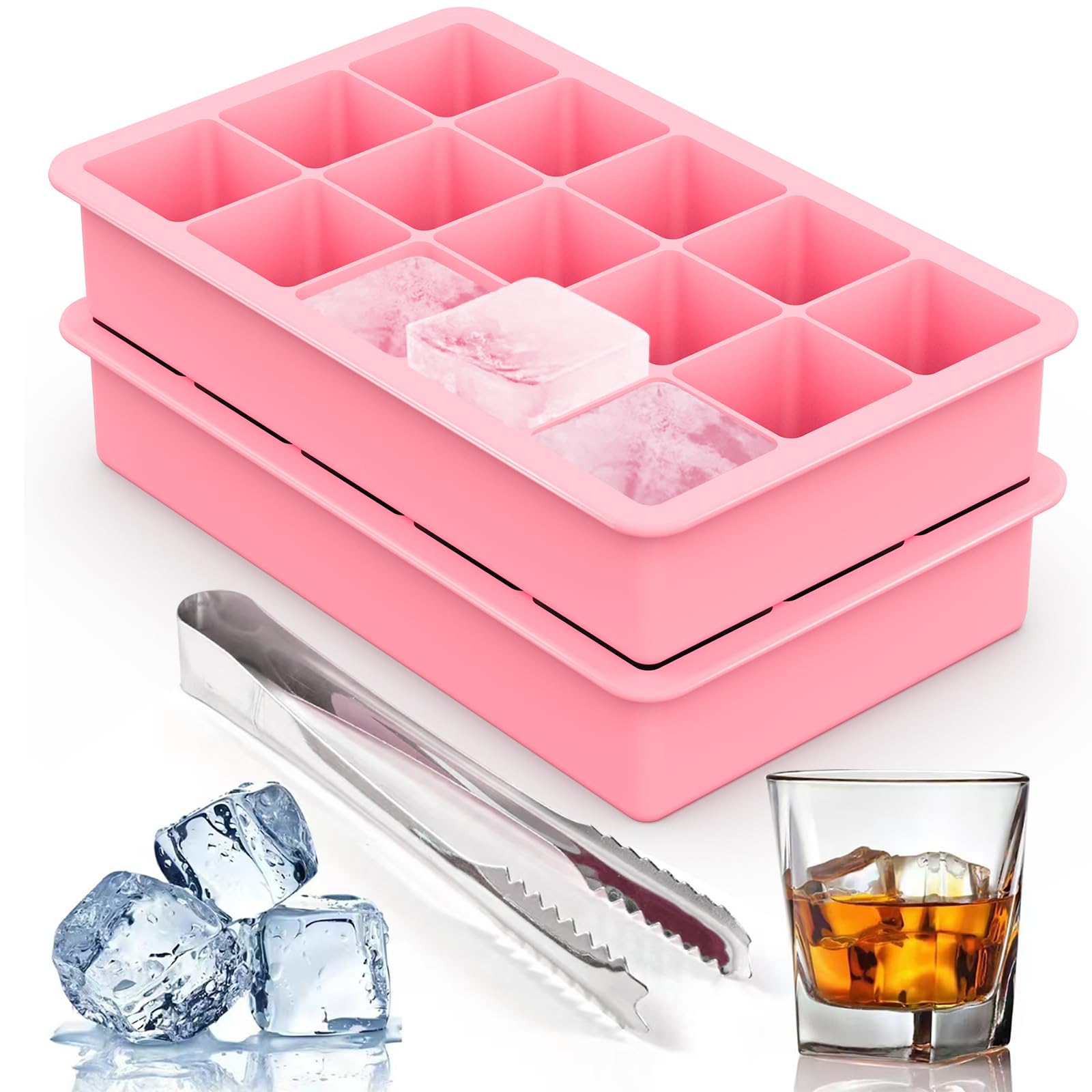 Silicone Ice Cube Trays for Freezer Set of 2