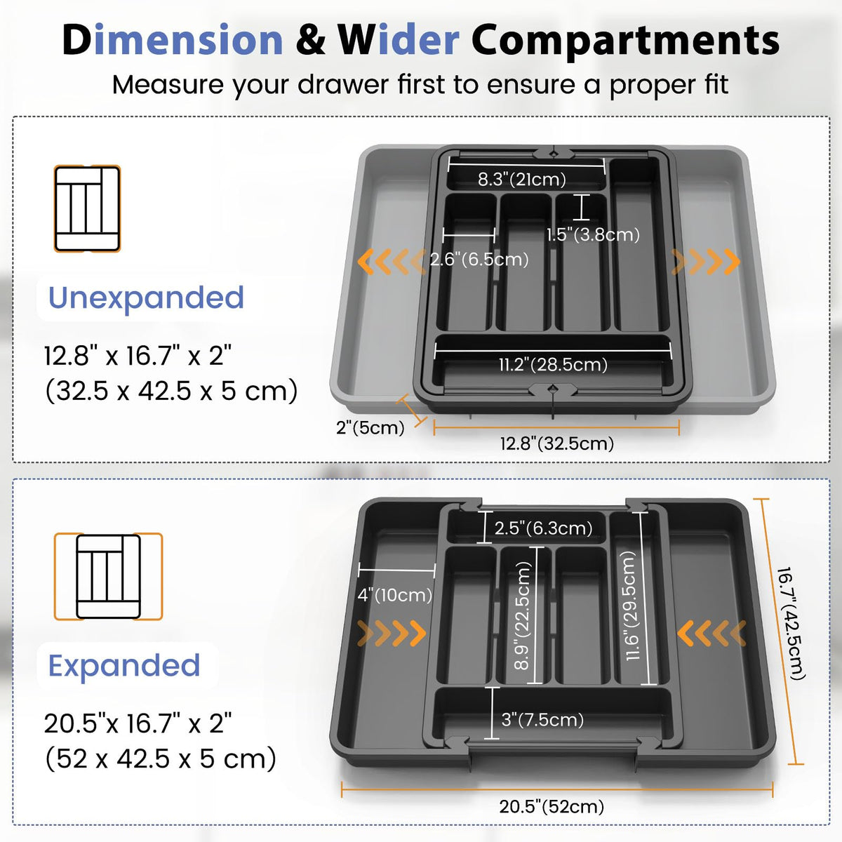 Large Silverware Organizer for Kitchen Drawer & Utensils