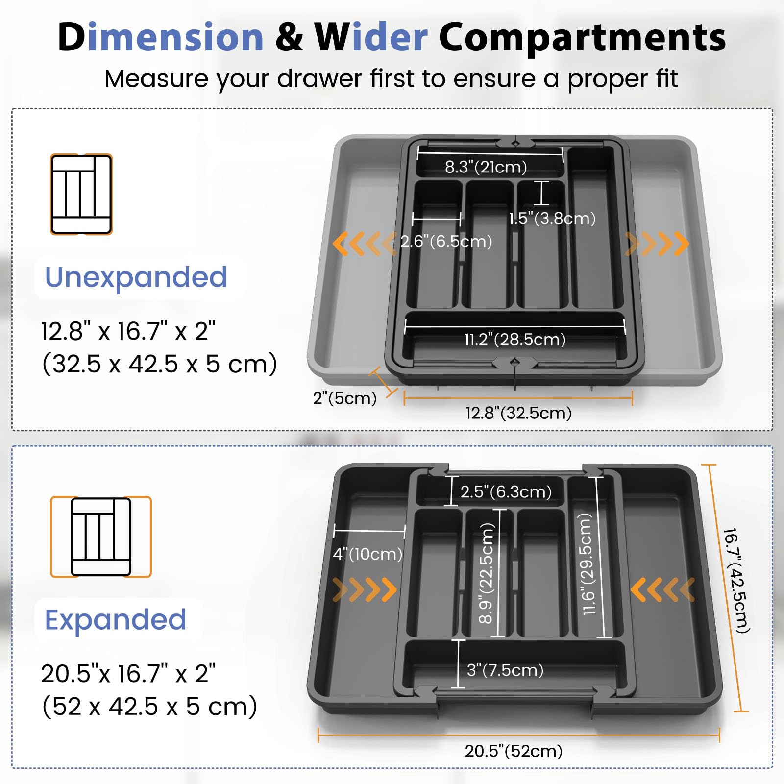 Large Silverware Organizer for Kitchen Drawer & Utensils