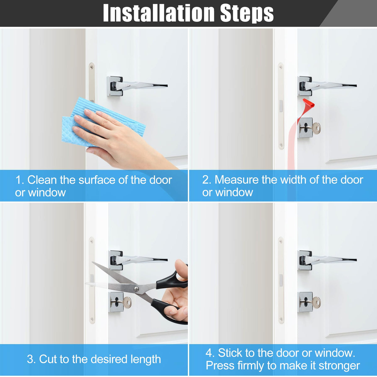 Draft Seal Tape for Doors and Windows 3 in x 10 Ft Silicone Weather Stripping Extra Thick 2mm Door Seal Strip with Strong Adhesive Draft Insulation Stopper Side Seal (10 Foot)