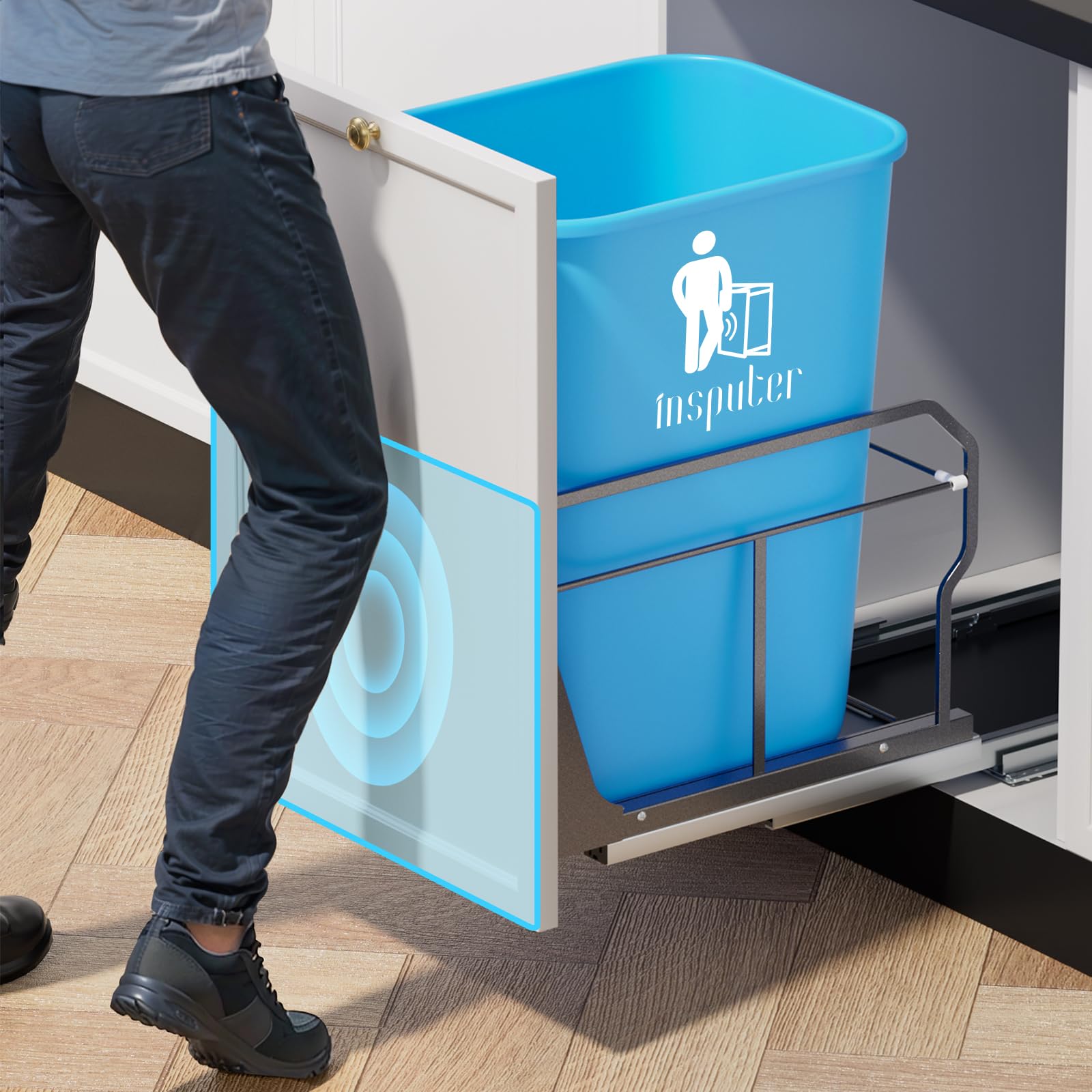 Pull Out Trash Can Under Cabinet with Push to Open Slide