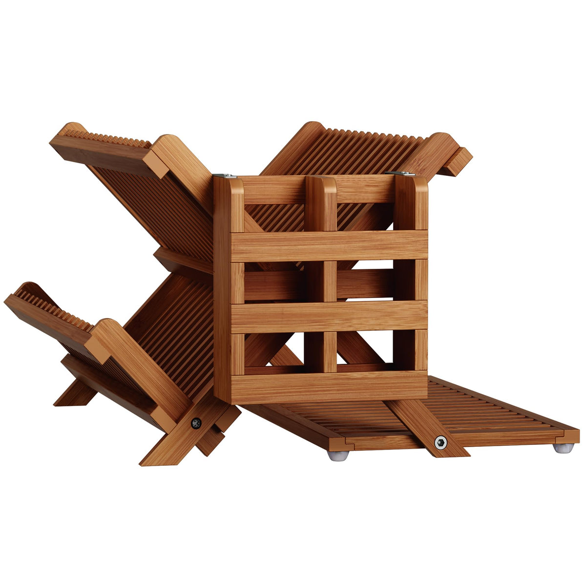 Teak Dish Drying Rack with Utensil Holder