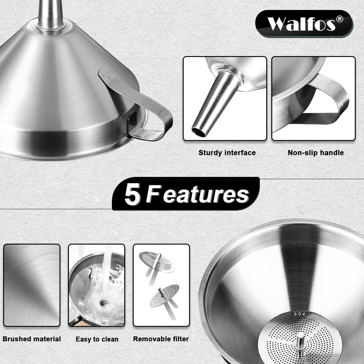 Extra Large Stainless Steel Funnel with Venting Slot