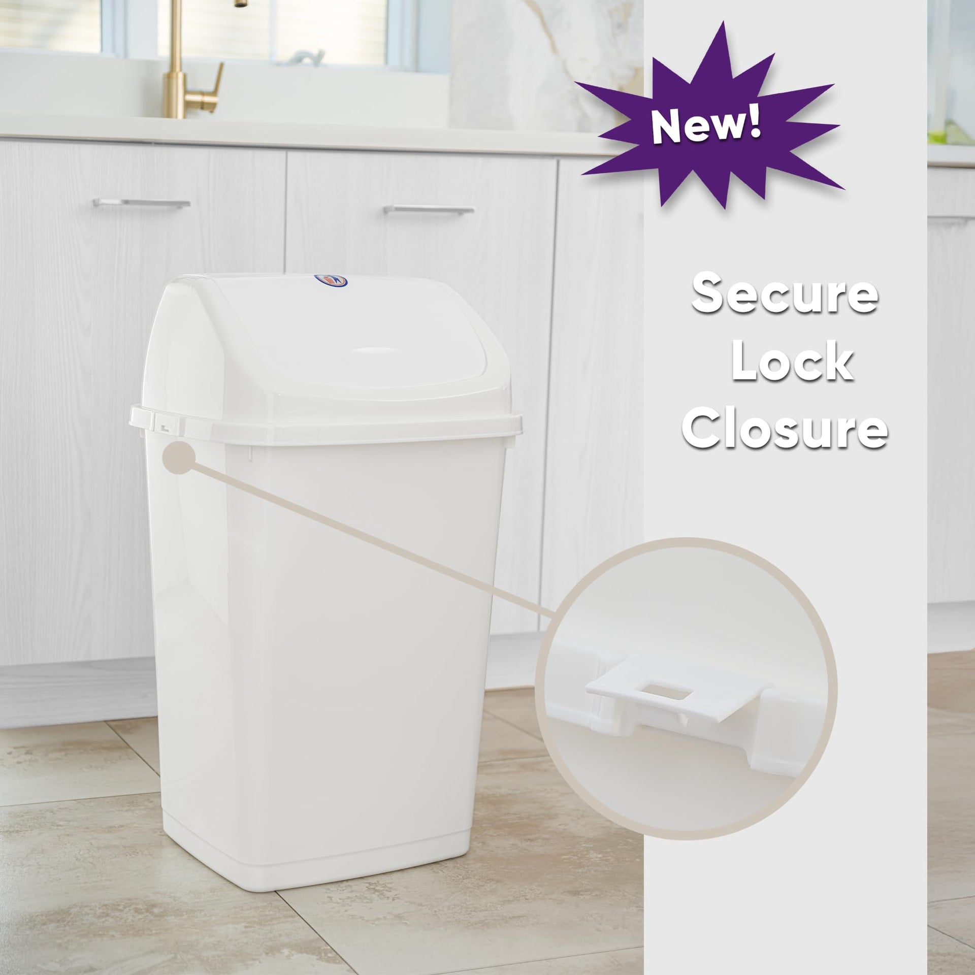 Kitchen Trash Can 13 Gallon with Swing Lid