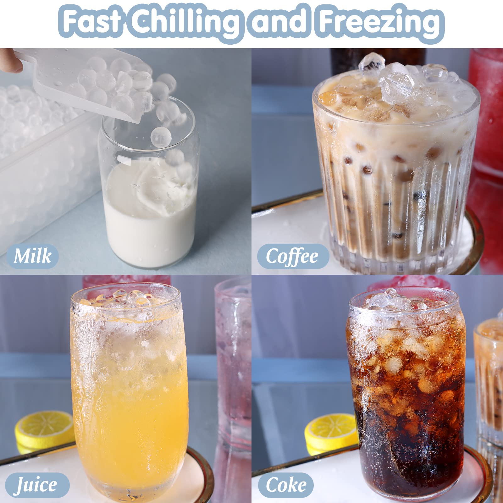 Mini Ice Cube Trays for Freezer with Lid