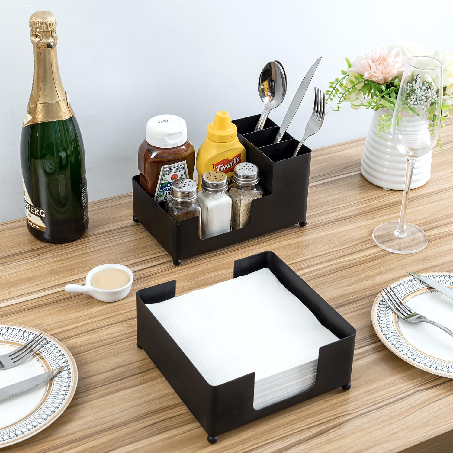 Modern Brass Tone Metal Tabletop Commercial Folded Paper Towel Holder Dispenser Tray