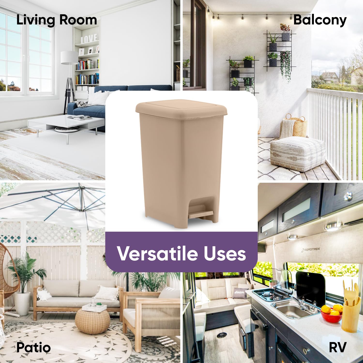 2.5 Gal Slim Step On Pedal Plastic Trash Can