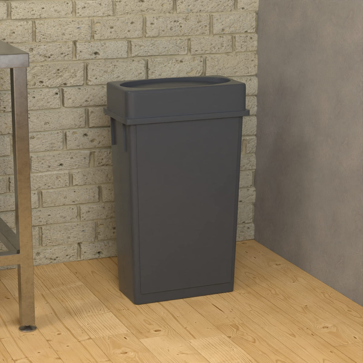 23 Gallon Gray Slim Jim Trash Can with Drop Shot Lid