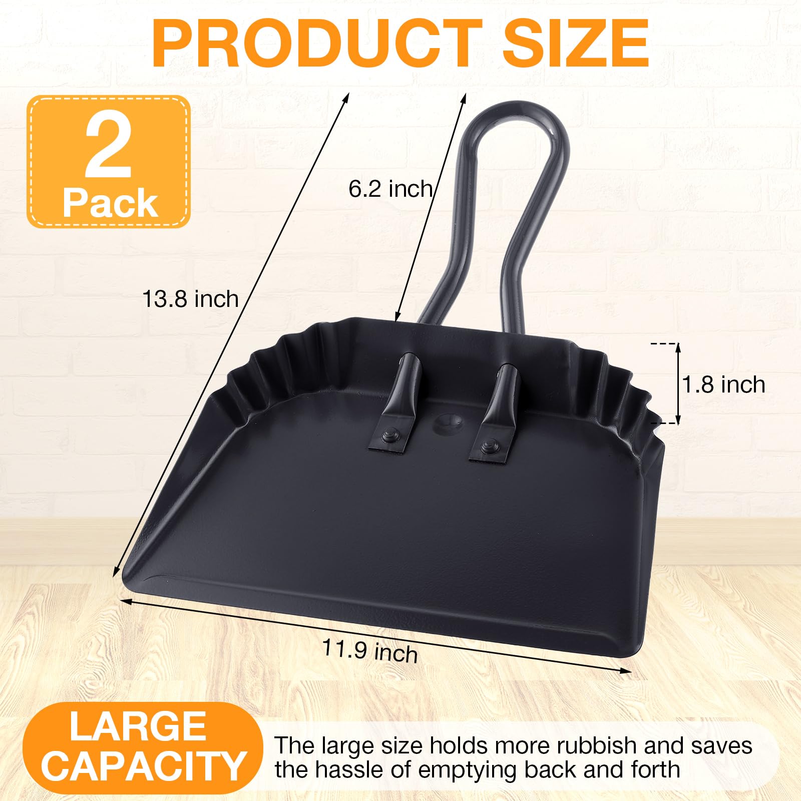 2 Pcs Heavy Duty Metal Dust Pans (2 Count)