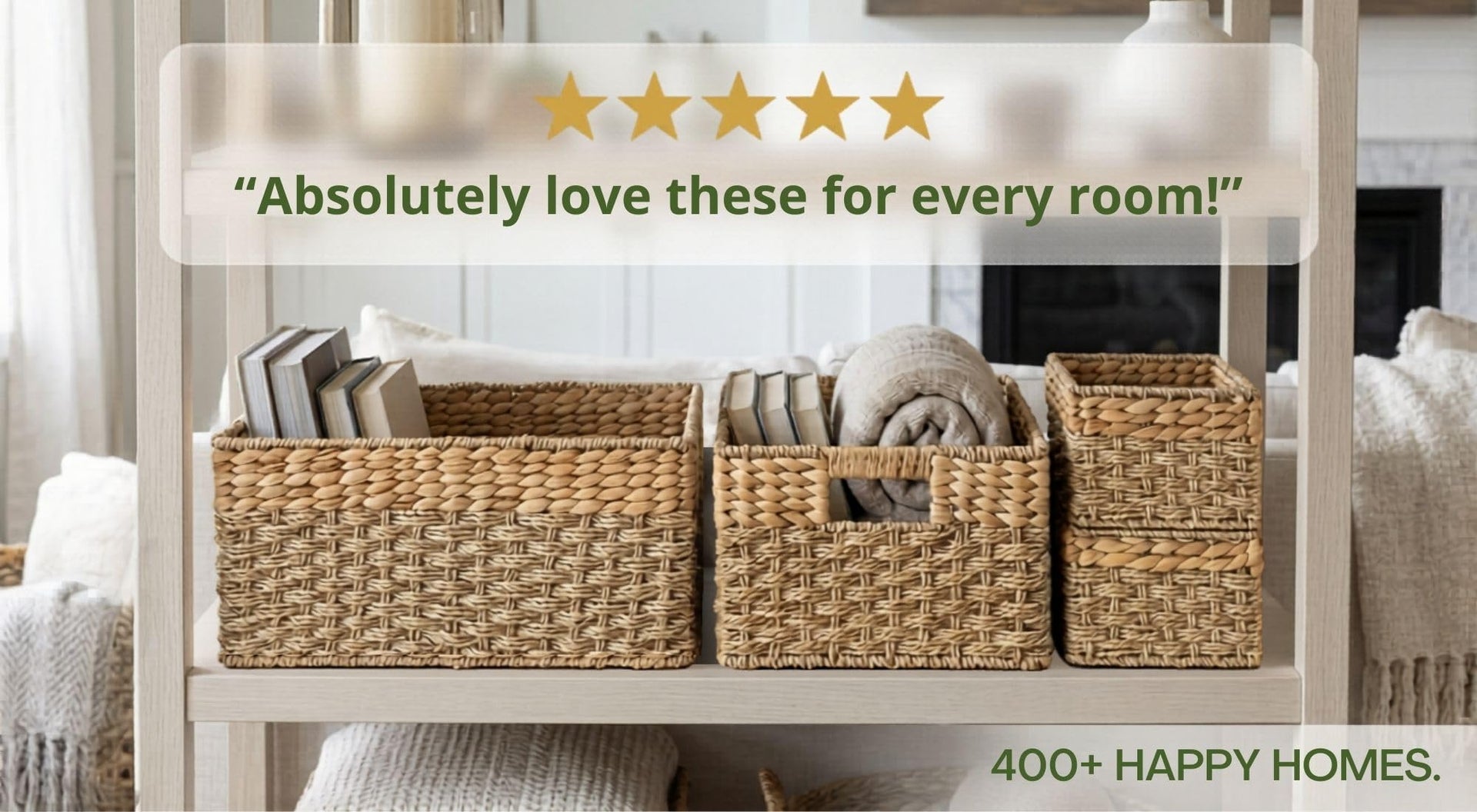 Wicker Storage Basket for Shelves (4 Count)