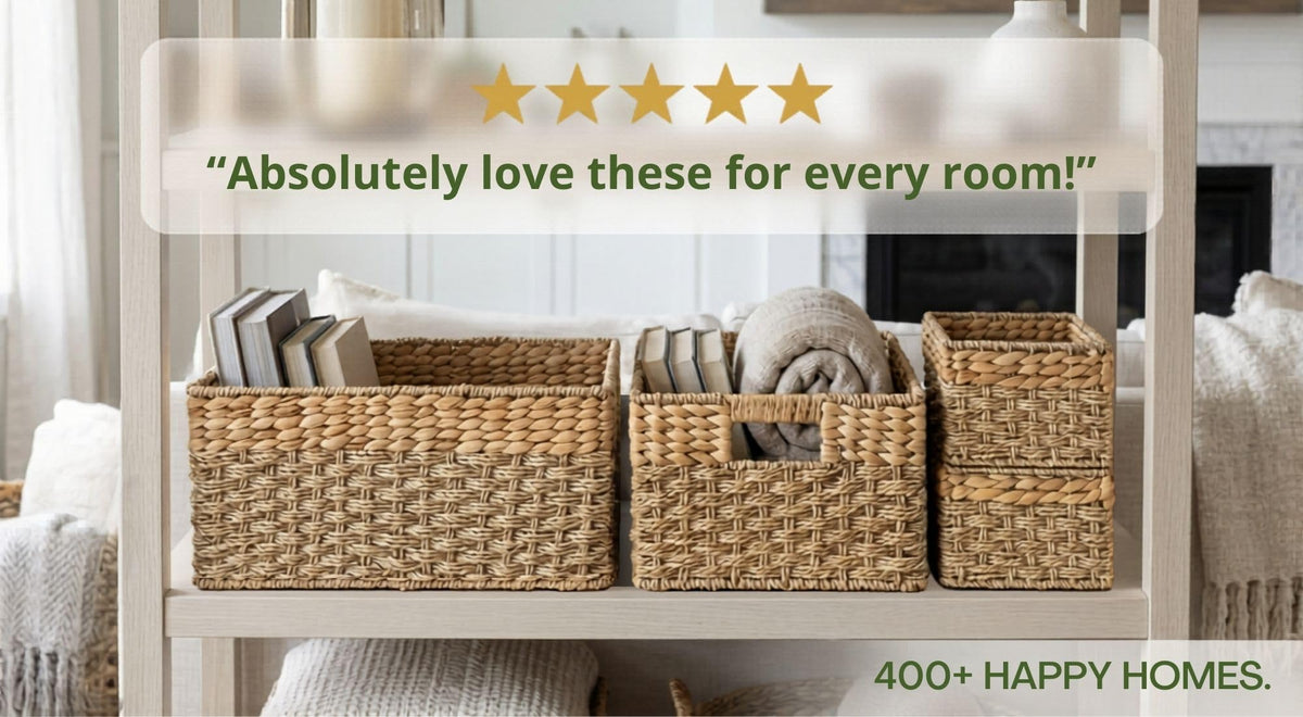 Wicker Storage Basket for Shelves (4 Count)