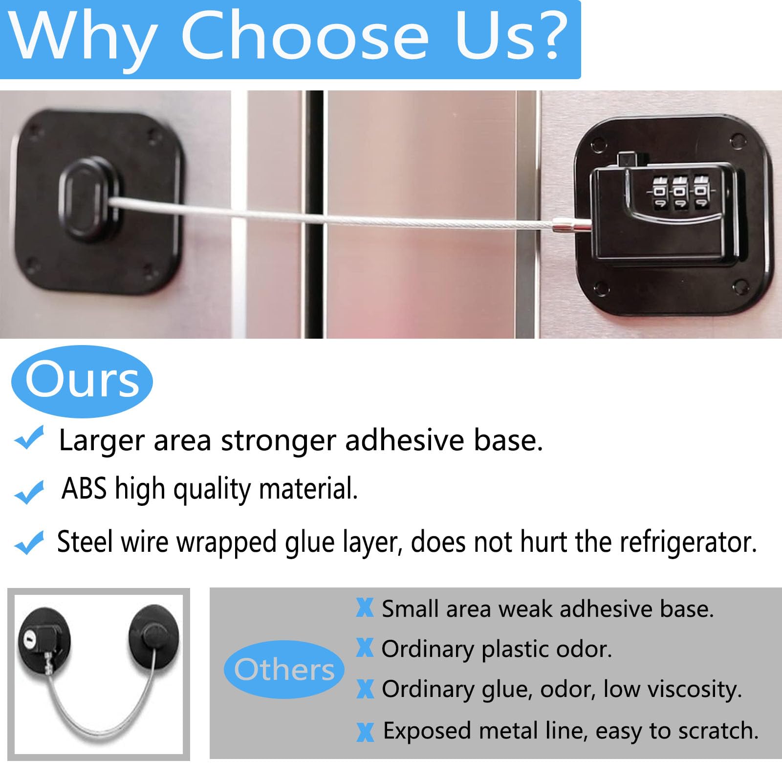 Upgraded Refrigerator Door Lock with Combination for Adults (2 Count)