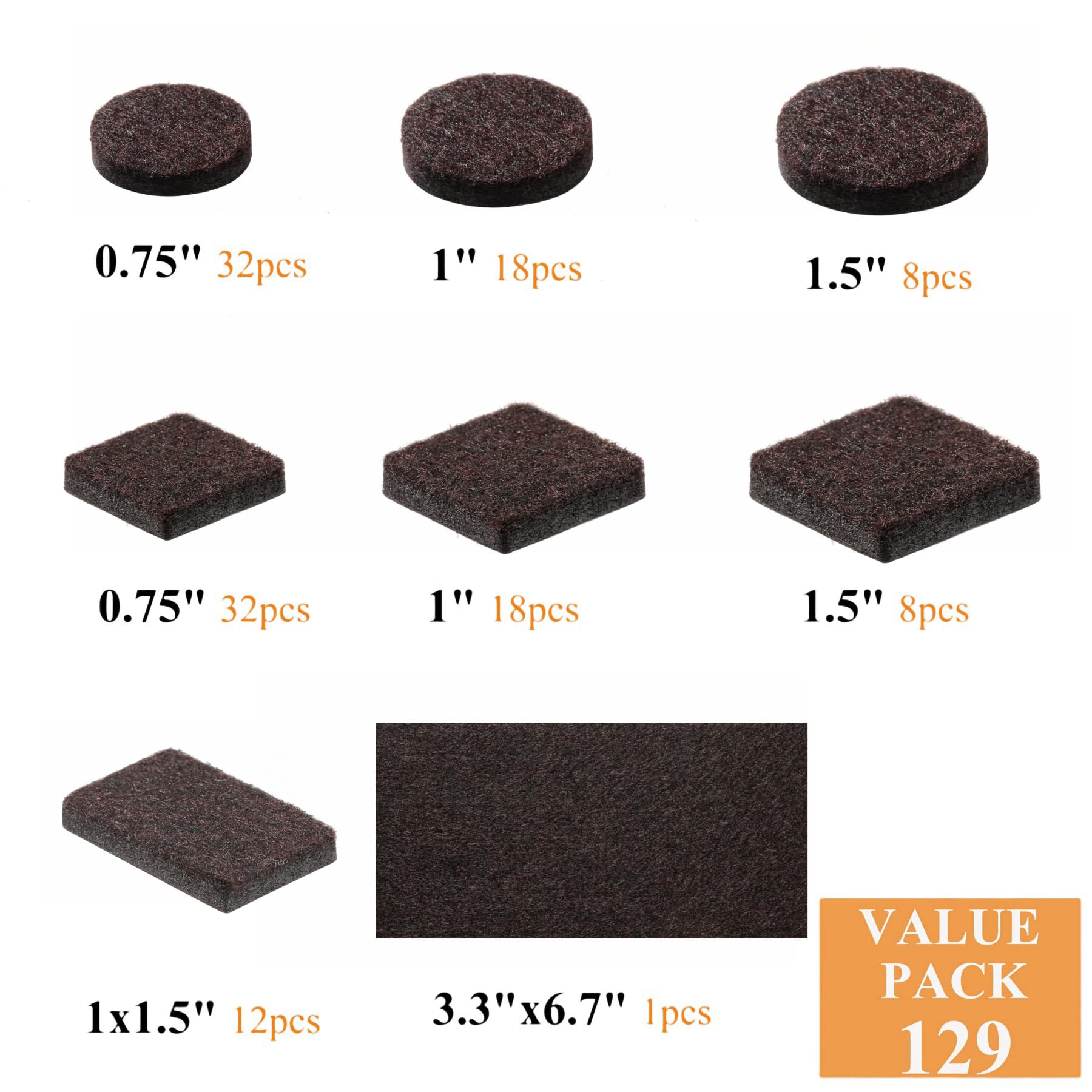 Felt Furniture Pads for Hardwood Floors 129 Piece (129 Count)