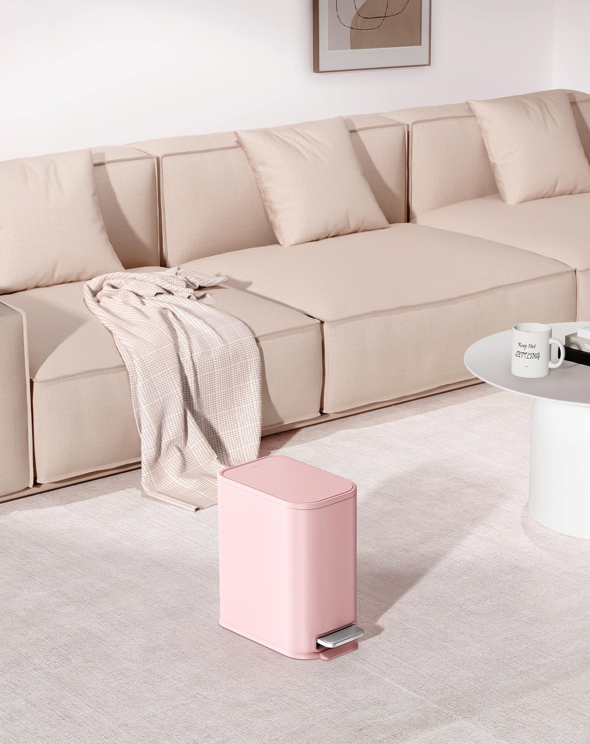 Small Bathroom Trash Can with Lid Soft Close & Pedal