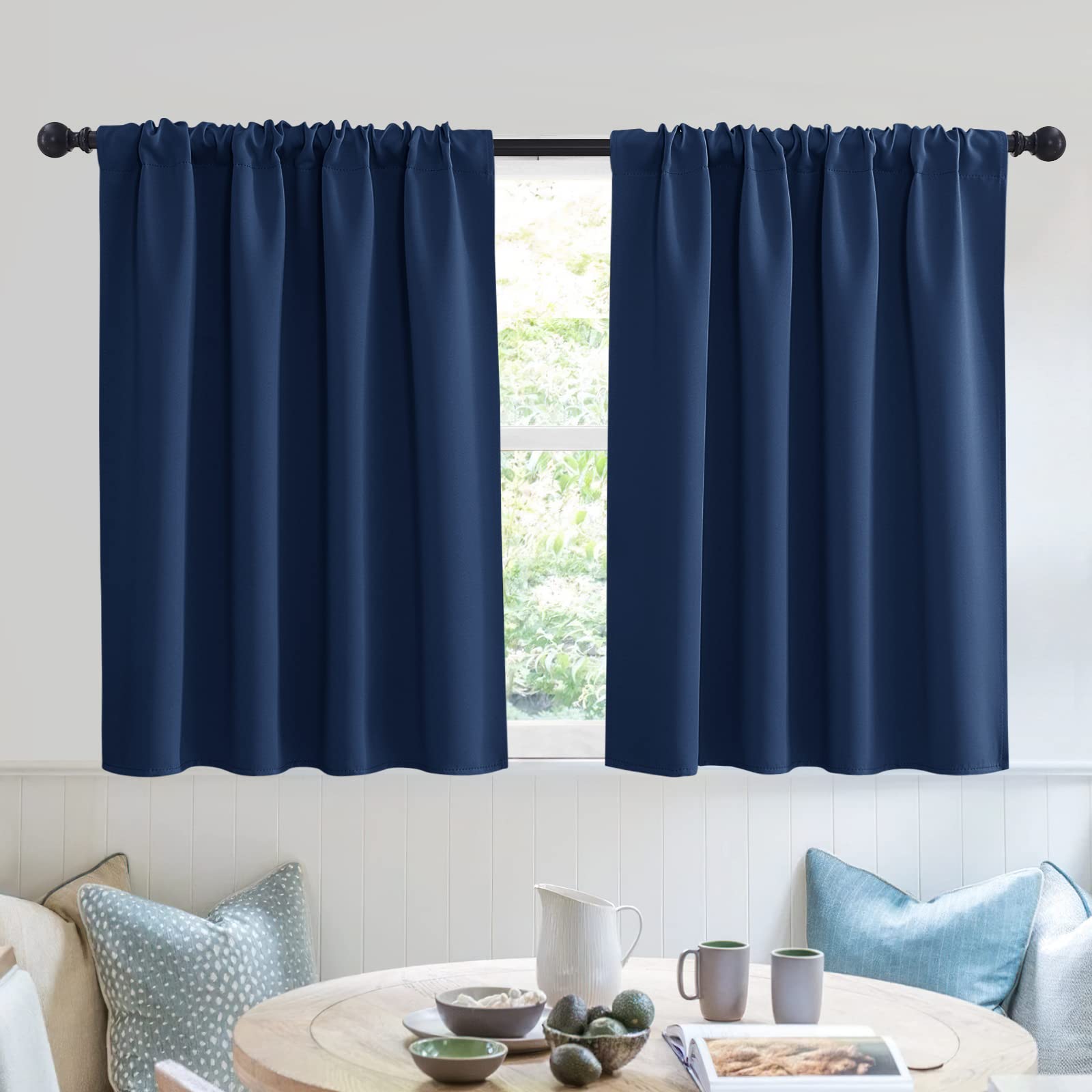 Short Blackout Curtains for Small Window Kitchen Bathroom Cafe RV (2 Count)