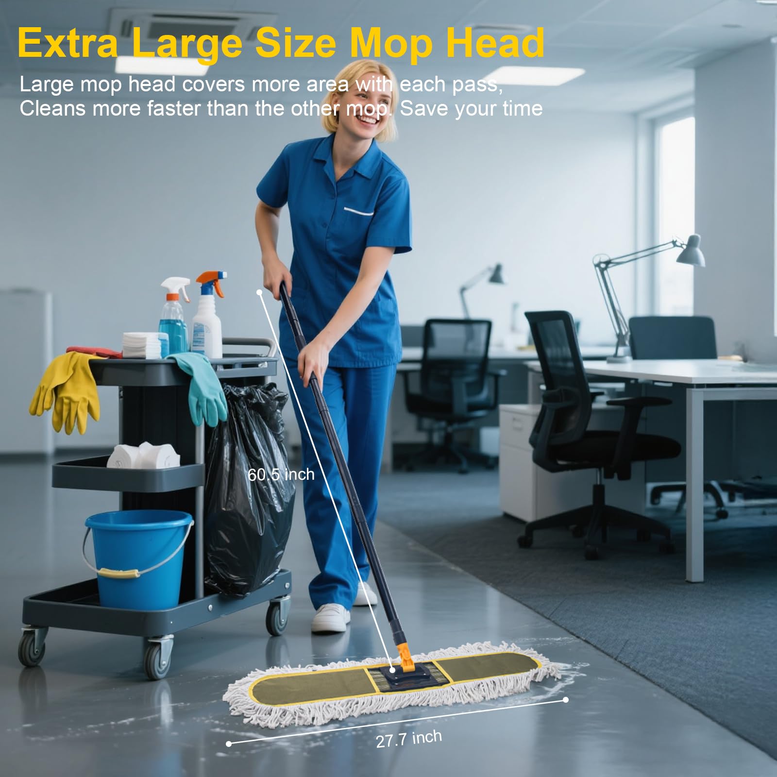 24" Commercial Dust Mop with 2 Replacement Mop Pads