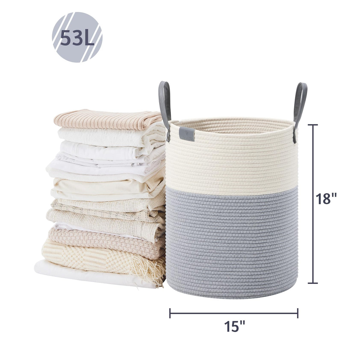 53L Tall Woven Rope Laundry Hamper (1792.1432 Fl Oz) - ModHome Supplies