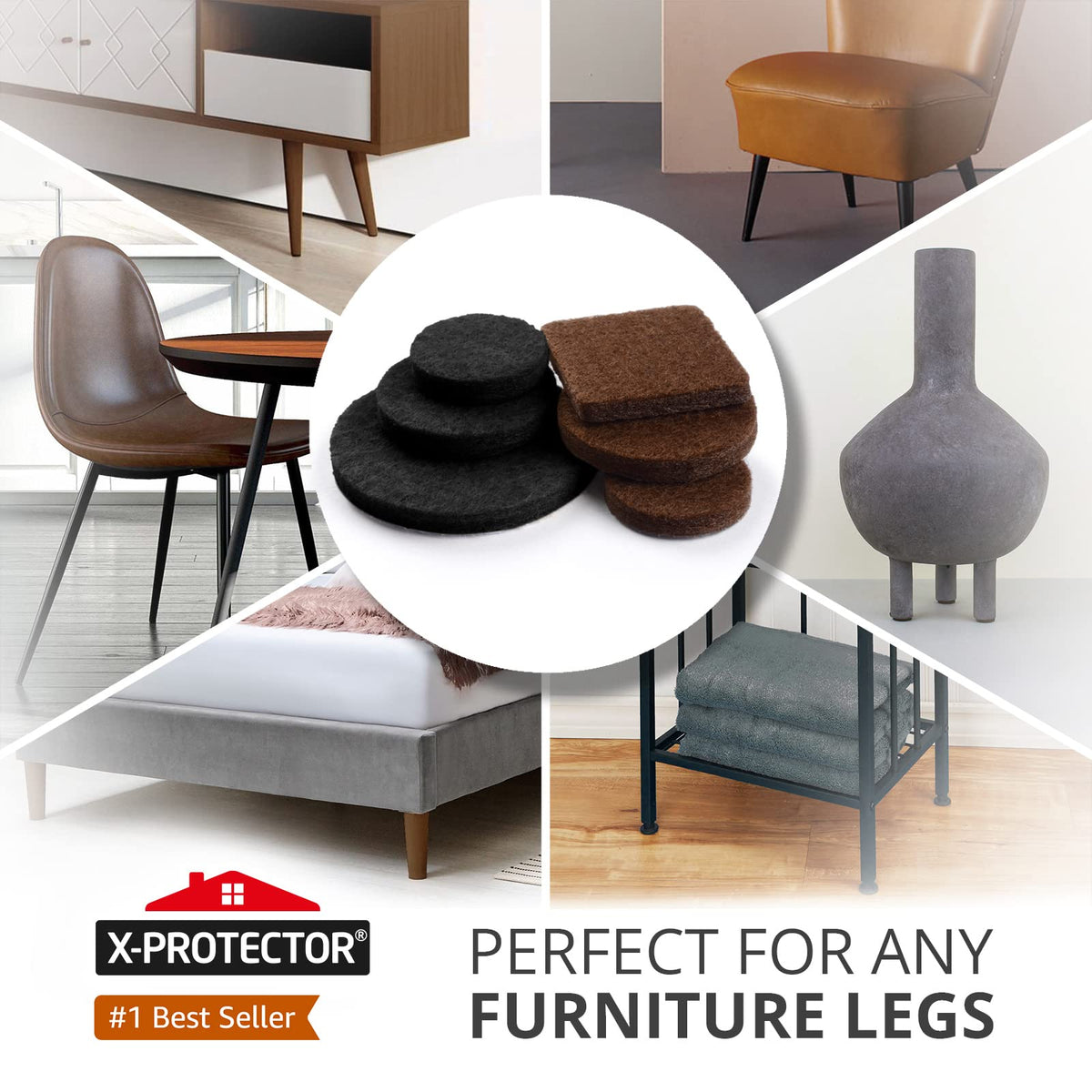 235 pcs Felt Furniture Pads Brown & Black X