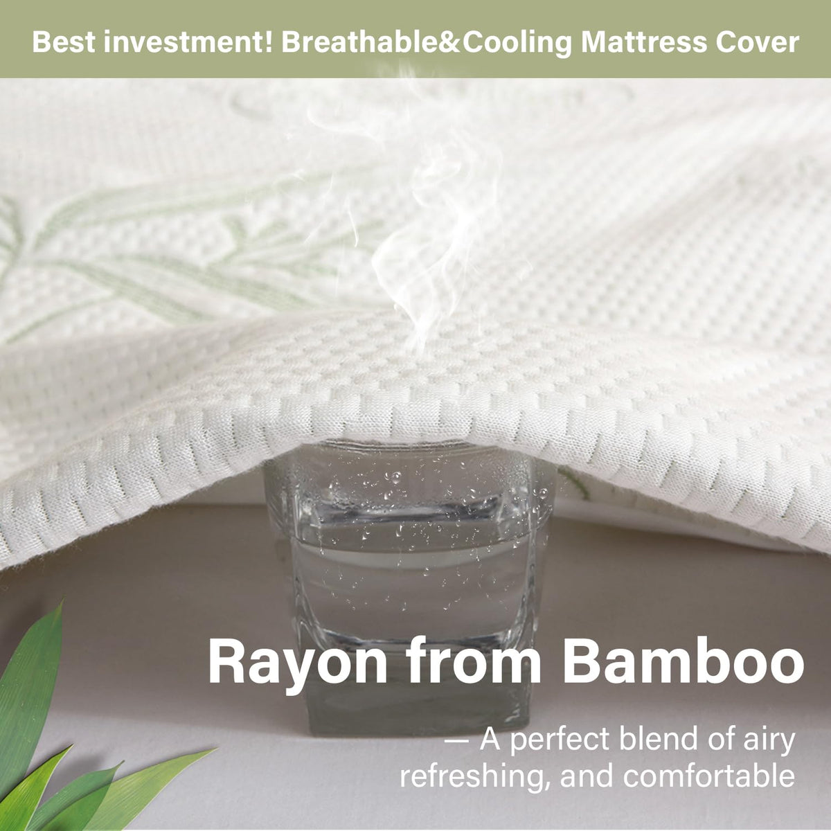 Queen Mattress Protector Waterproof Mattress Pad Washable Bamboo Rayon Mattress Cover Breathable Noiseless Bed Protector 5"