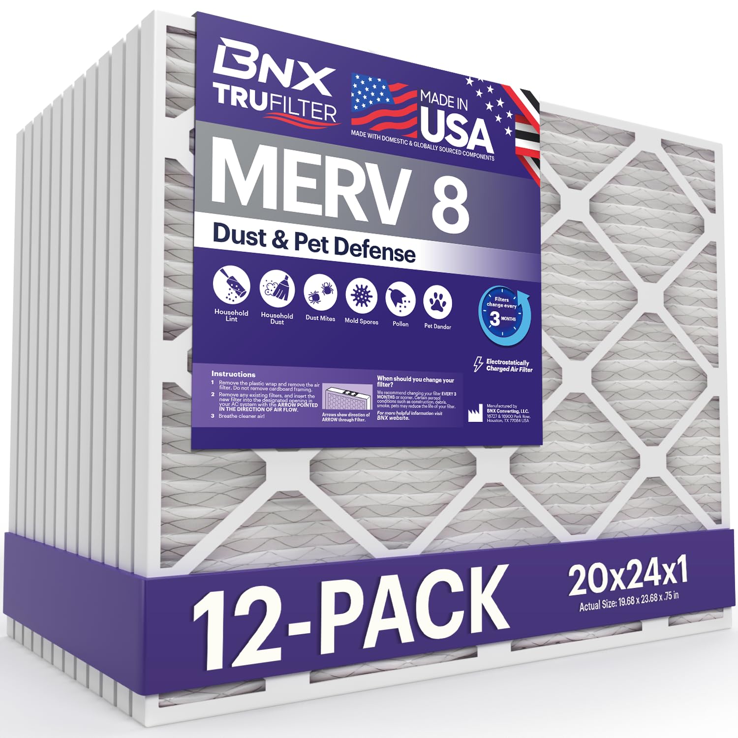 TruFilter 20x24x1 Air Filter MERV 8 (12 Count)