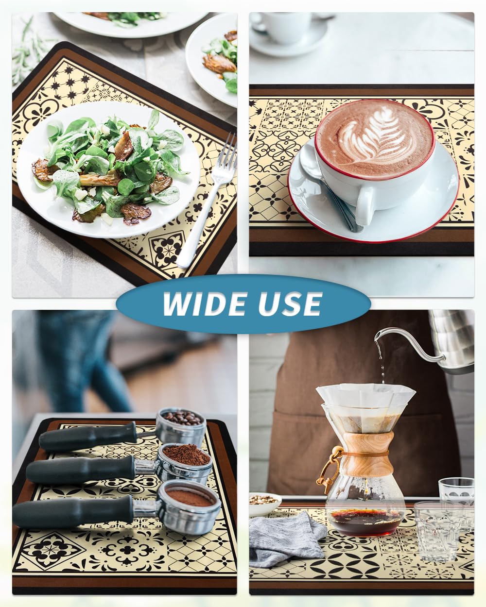Coffee Mat Hide Stain Rubber Backed Absorbent Dish Drying Mat for Kitchen Counter