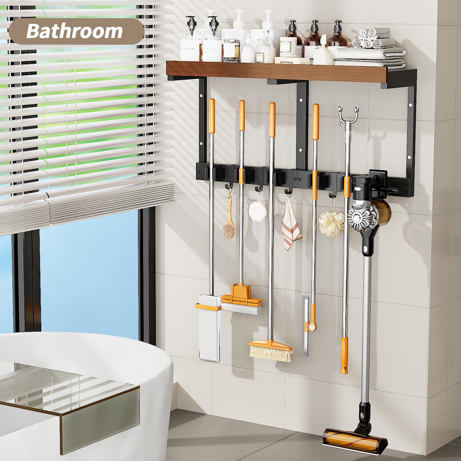 Broom and Mop Organizer Wall Hanging