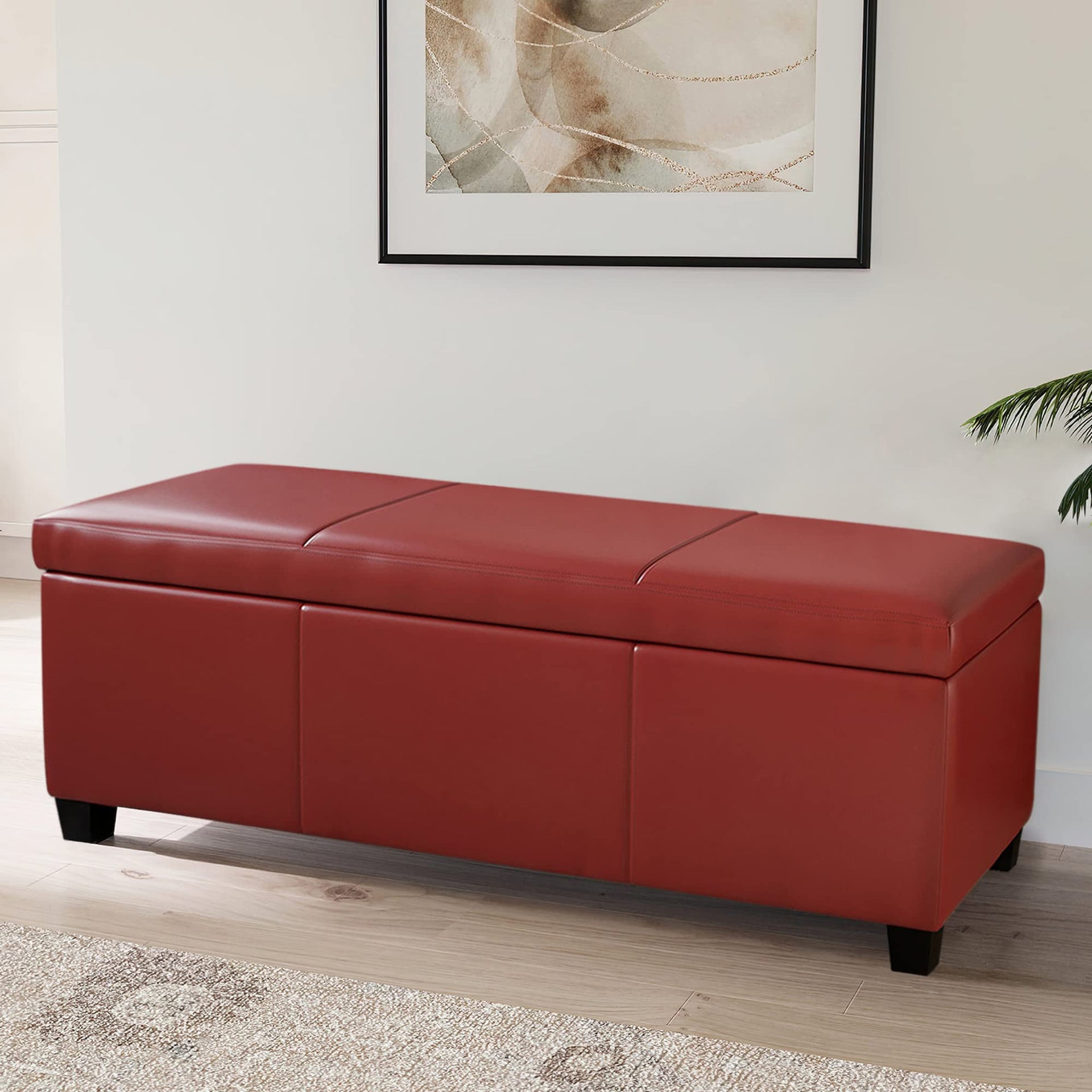 Storage Faux Leather Ottoman
